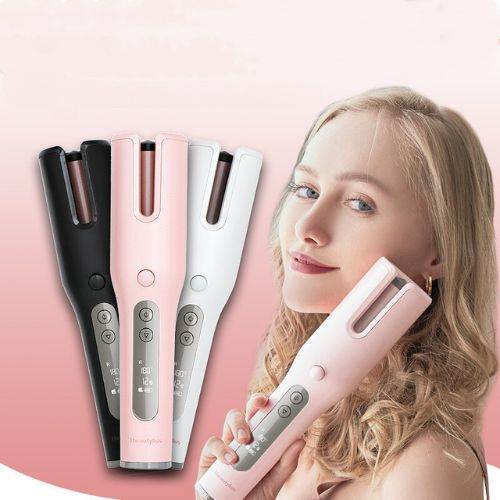 curlmagic fer à boucler sans fil automatique avec écran LCD en noir, rose, blanc pour boucles parfaites et protection céramique des cheveux