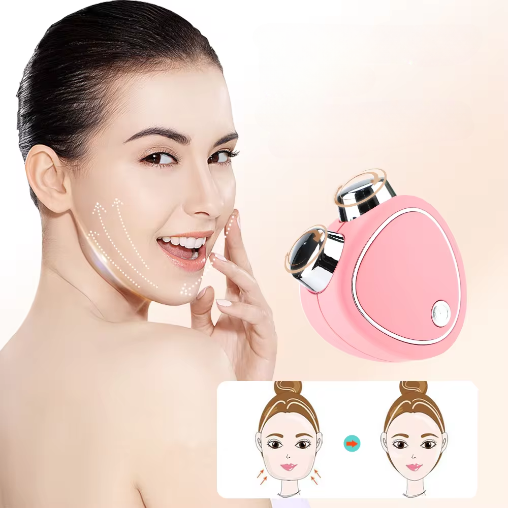MicroLift Visage appareil de beauté à micro-courants pour raffermir et tonifier la peau du visage avec design ergonomique rose