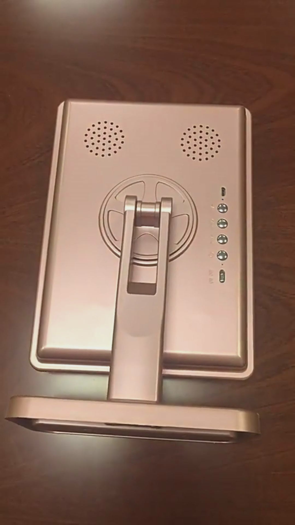 Miroir de maquillage tactile avec 20 LED, haut-parleur Bluetooth et loupe grossissante x10 vue arrière.